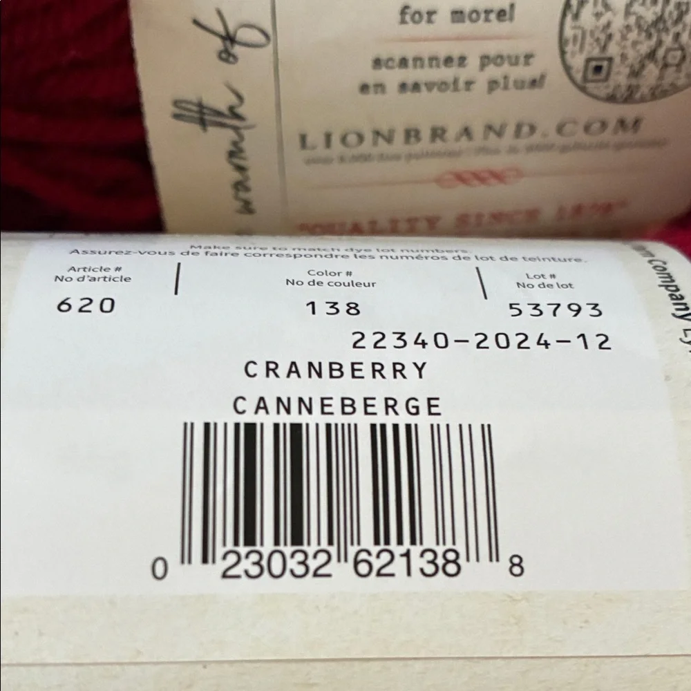 Lion Brand Wool-Ease Yarn - Cranberry - Picture 3 of 3